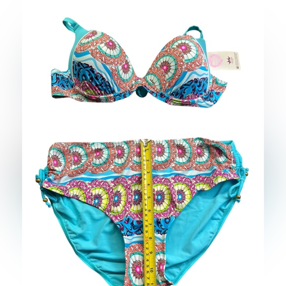 COSTYLEEN womens plus size XXL push up underwire bikini gold hardware tassel NWT - Picture 7 of 7